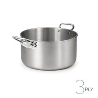 Oală înaltă din aluinox cu finisaj satinat, cu 3 straturi – 2 mânere din oțel inoxidabil