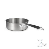 Cratiță joasă din aluinox cu finisaj satinat, cu 3 straturi – 1 mânere din oțel inoxidabil