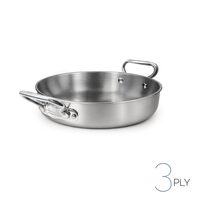 Tigaie din aluinox cu finisaj satinat, cu 3 straturi – 2 mânere din oțel inoxidabil