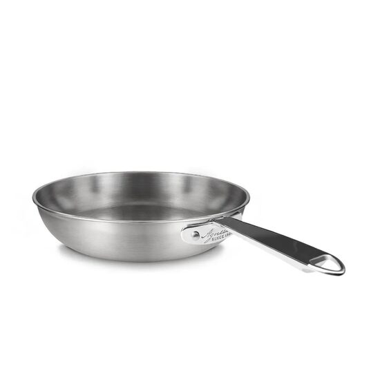 Tigaie cu margini înalte din aluminiu-oțel inoxidabil cu finisaj satinat, cu trei straturi, pentru plite cu inducție, cu un singur mâner