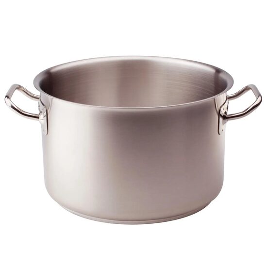 Cratiță înaltă din oțel inoxidabil pentru plite cu inducție, cu două mânere