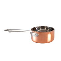 Cratita din cupru, cu doua guri si maner din inox