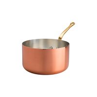 Cratiță adâncă din cupru neted, cu grosimea de 2 mm, cositorită manual