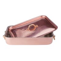 Tavă din cupru pentru friptură, cu două mânere și capac