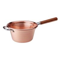 Oală din cupru pentru polenta cu mâner din lemn