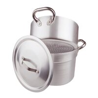 Oală din aluminiu de 3 mm cu capac, speciala pentru gătit legume la abur