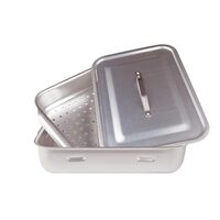 Tavă dreptunghiulara din aluminiu pentru gatit la abur, cu capac din inox