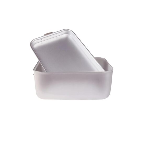 Tavă dreptunghiulară din aluminiu, grosime 3 mm, cu capac pentru sotare