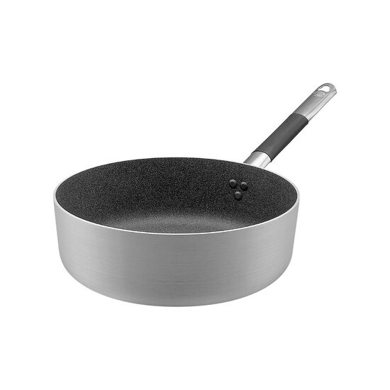 Cratiță antiaderentă joasă Shark Skin din aluminiu de 3 mm, cu mâner tubular rece