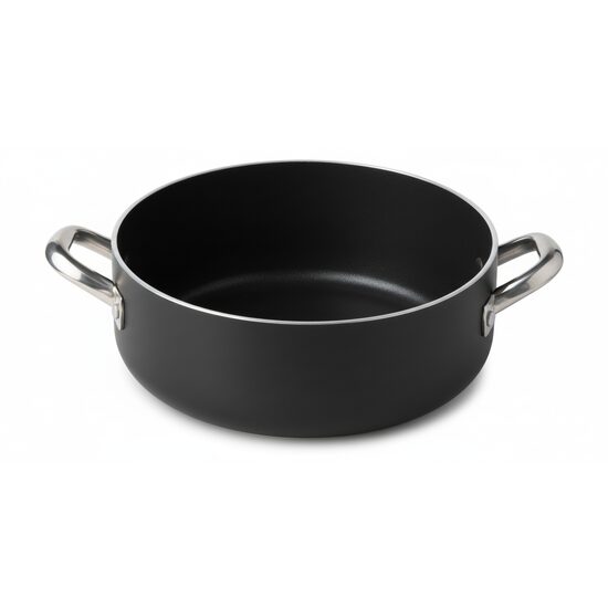 Cratita neagra antiaderentă din aluminiu de 5 mm, cu manere din inox