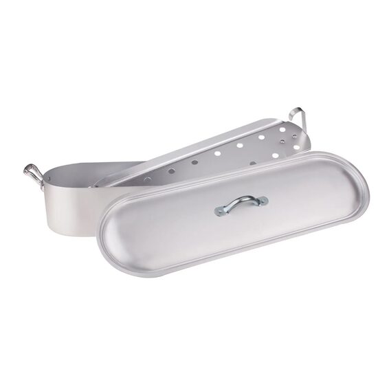 Tavă din aluminiu pentru pește, finisaj opac, model economic, cu capac