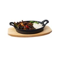 Tigaie fonta pe suport din lemn 210x150x55 mm