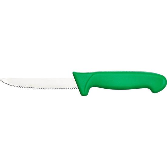 Cutit de legume Premium HACCP cu lama zimtata L 100 mm verde