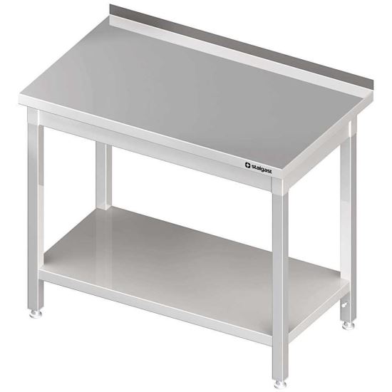 Masa de lucru inox sudata cu polita inferioara si rebord