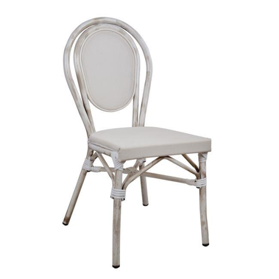 Scaun aluminiu Bamboo Look alb fara maner