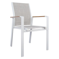 Scaun aluminiu Miller cu manere Alb