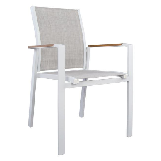 Scaun aluminiu Miller cu manere Alb