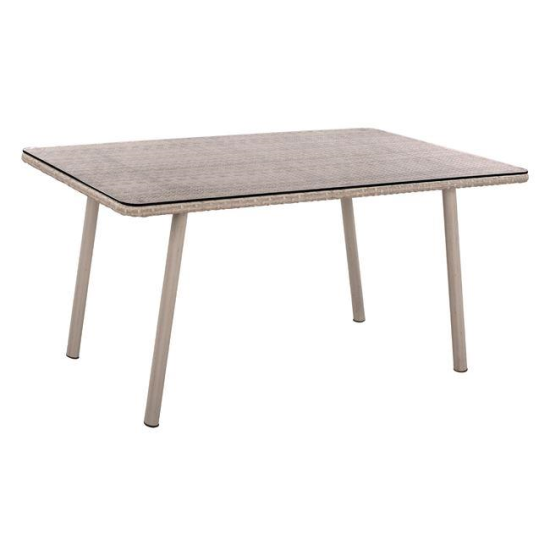 Masa din aluminiu cu ratan si sticla