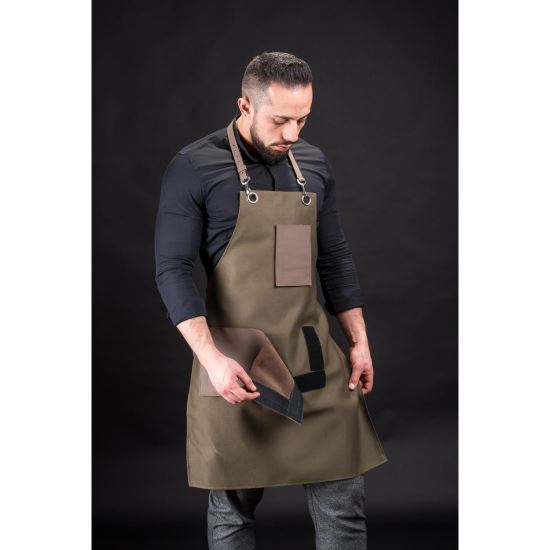 Sort barman, ospatar, bucatar/buzunare detasabile din piele naturala