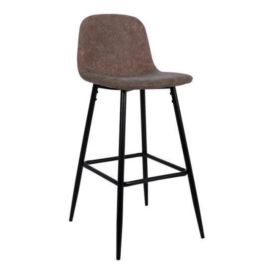 Scaun de bar metalic cu sezut din piele Vintage